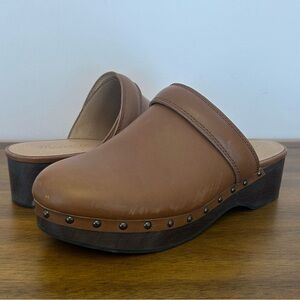 Madewell Cecily Brown Clogs, Leather Studded Mules